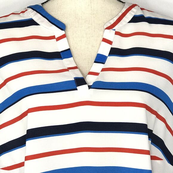 Charter Club Women Plus 3X-Large Top Striped Semi-Sheer Sleeveless V-Neck Hi-Low - Picture 2 of 7